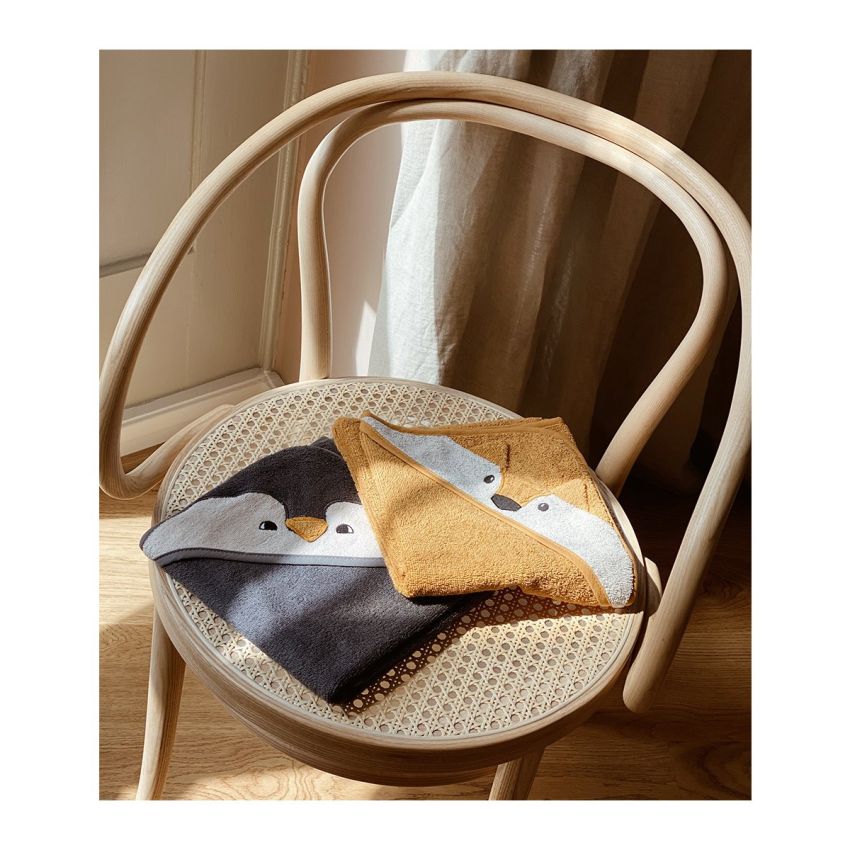 LIEWOOD - Albert Kapuzen Badetuch Pinguin Stone Grey (Grösse Baby)