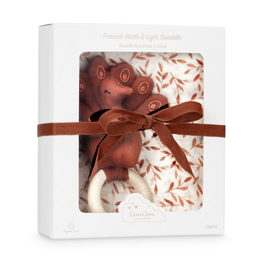Cam Cam Copenhagen Geschenkbox Muslin & Greifling Caramel Leaves
