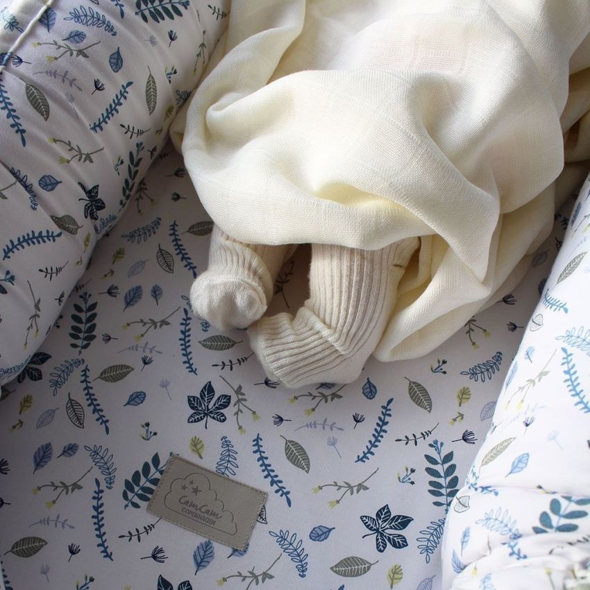 Cam Cam Copenhagen Babynest Pressed Leaves blue