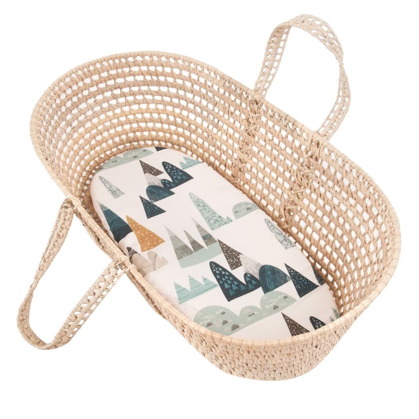 Samiboo - Spanntuch für Wiege / Moseskorb / Kinderwagen Blue Hills