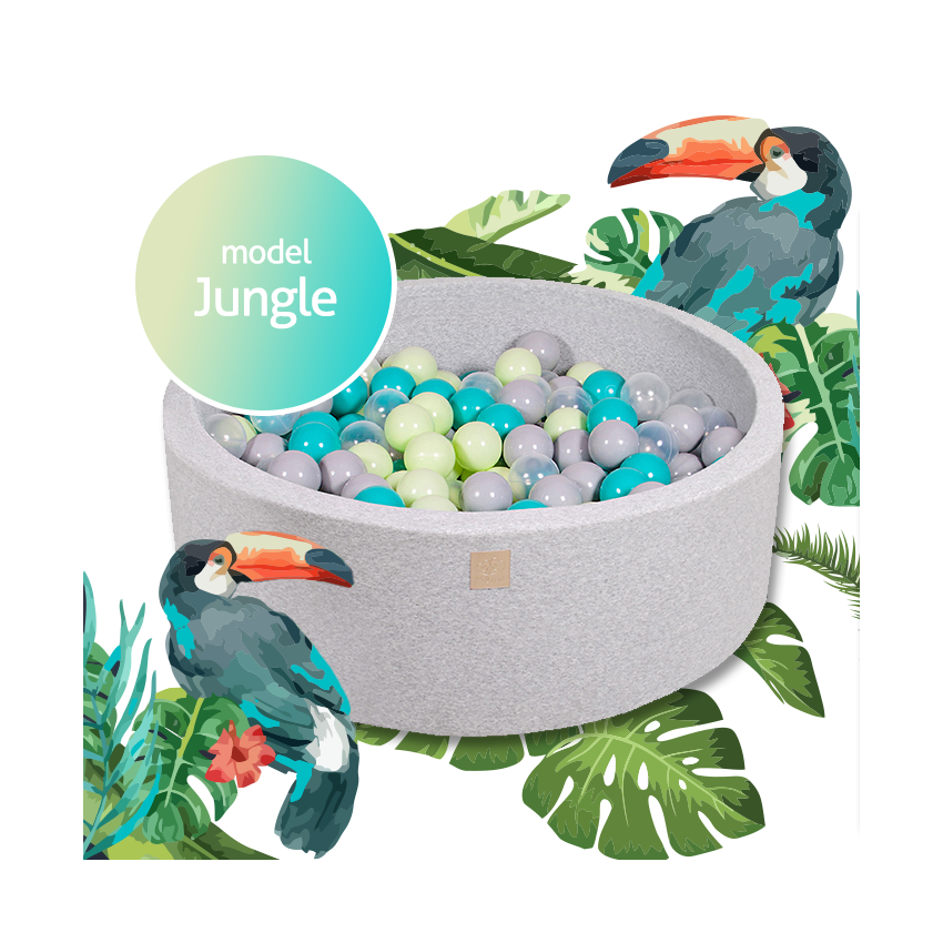 MeowBaby - Bällebad Jungle Komplettset inkl Bälle 90x90x40cm