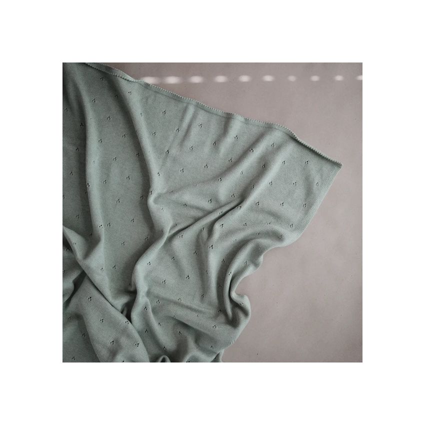 Mushie - Strickdecke Pointelle Sage Melange