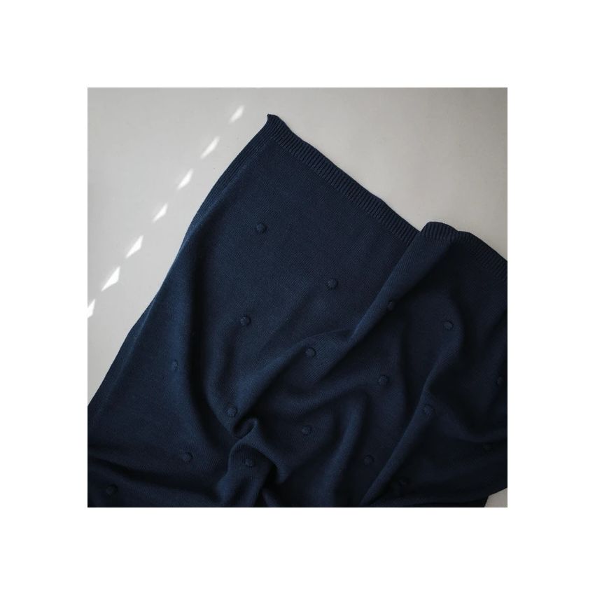 Mushie - Strickdecke Dots Dark Navy