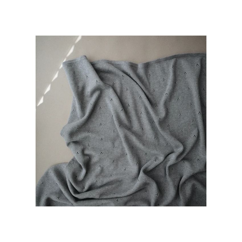 Mushie - Strickdecke Pointelle Grey Melange