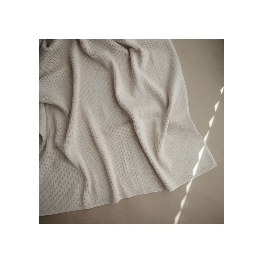 Mushie - Strickdecke Ripped Beige Melange