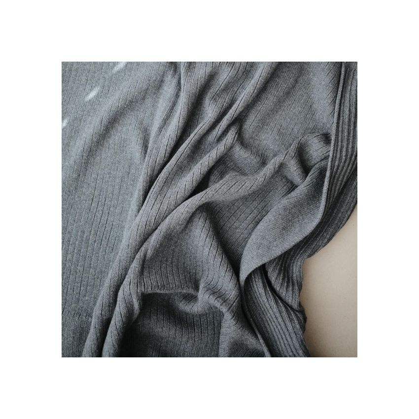 Mushie - Strickdecke Ripped Grey Melange