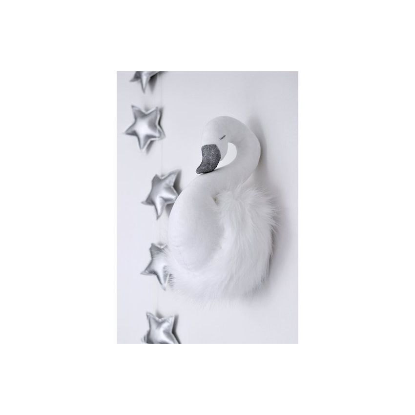 Cotton & Sweets - Wanddeko Schwan weiss mit weissen Federn