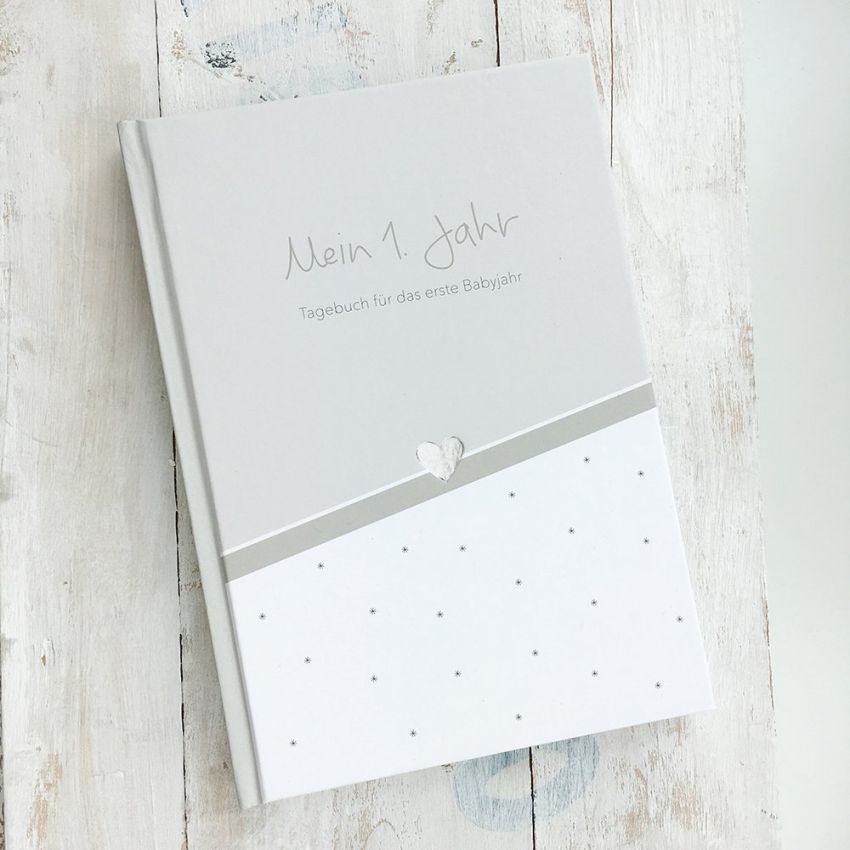 mintkind - Baby Tagebuch Grau Hardcover