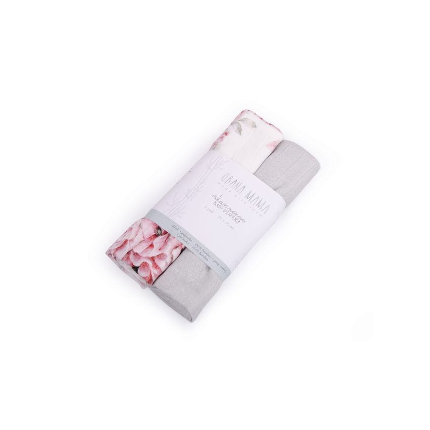 Qbana Mama - Bambus Muslin Blossom & Grau 2er Set