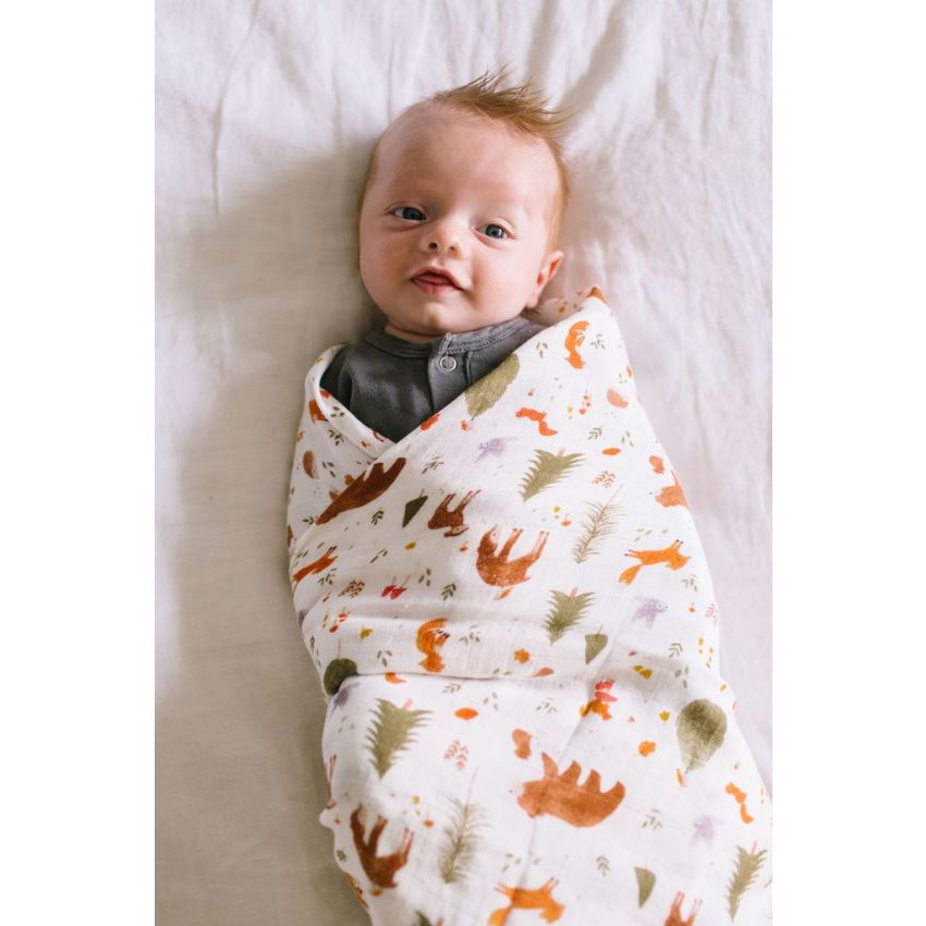 LouLou Lollipop - Muslin Swaddle Forest Friends