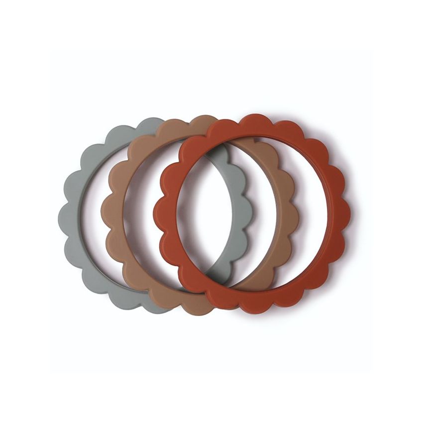 Mushie - Beissring Set Blue/Clementine/Natural