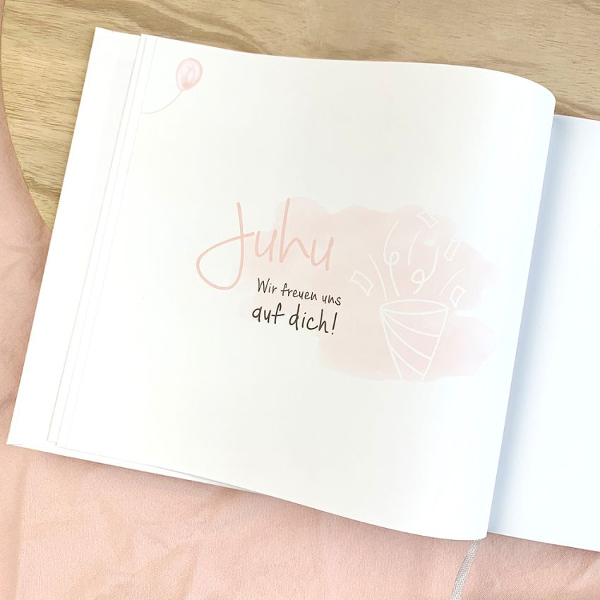 mintkind - Gästebuch Erinnerungsbuch Meine Babyparty Pink
