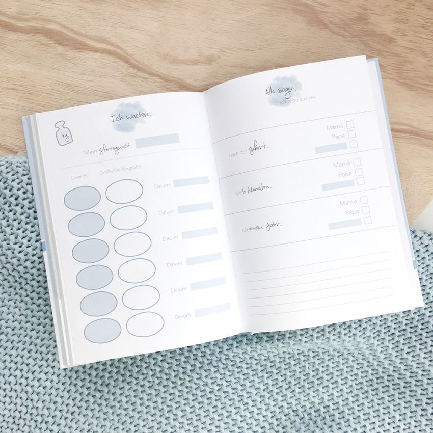 mintkind - Baby Tagebuch Grau Hardcover