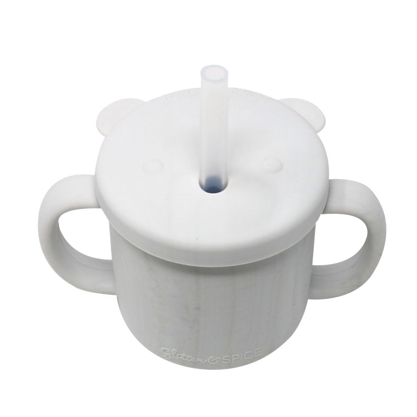 Glitter & Spice - Silikon Trinkbecher Bär Marmor