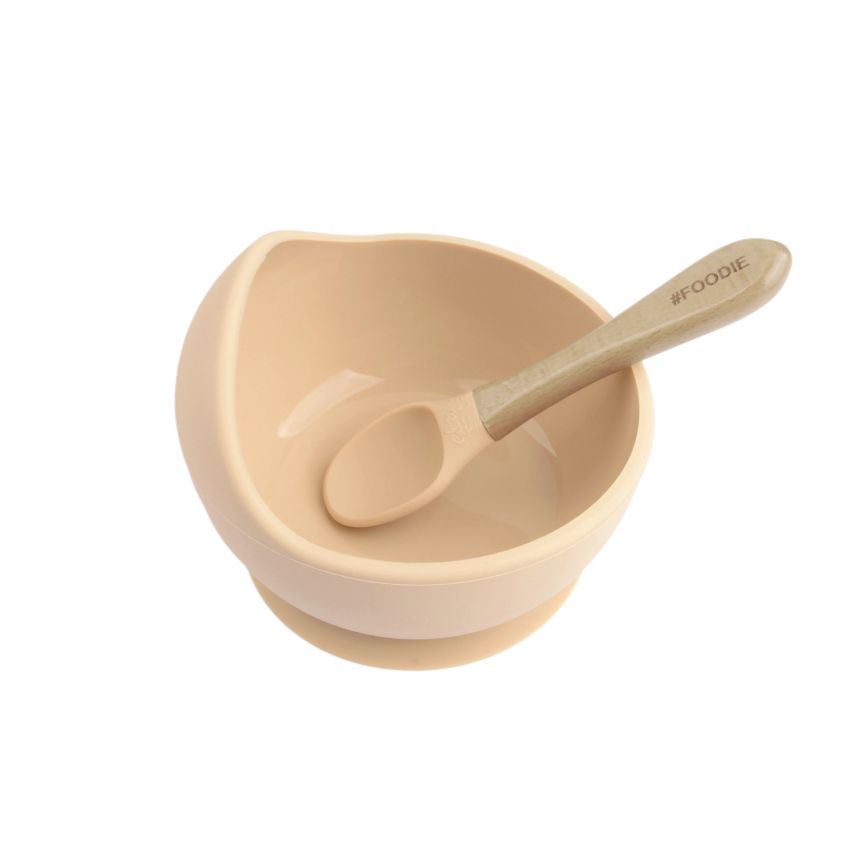 Glitter & Spice - Silikon Saugnapf Schale & Löffel Nude