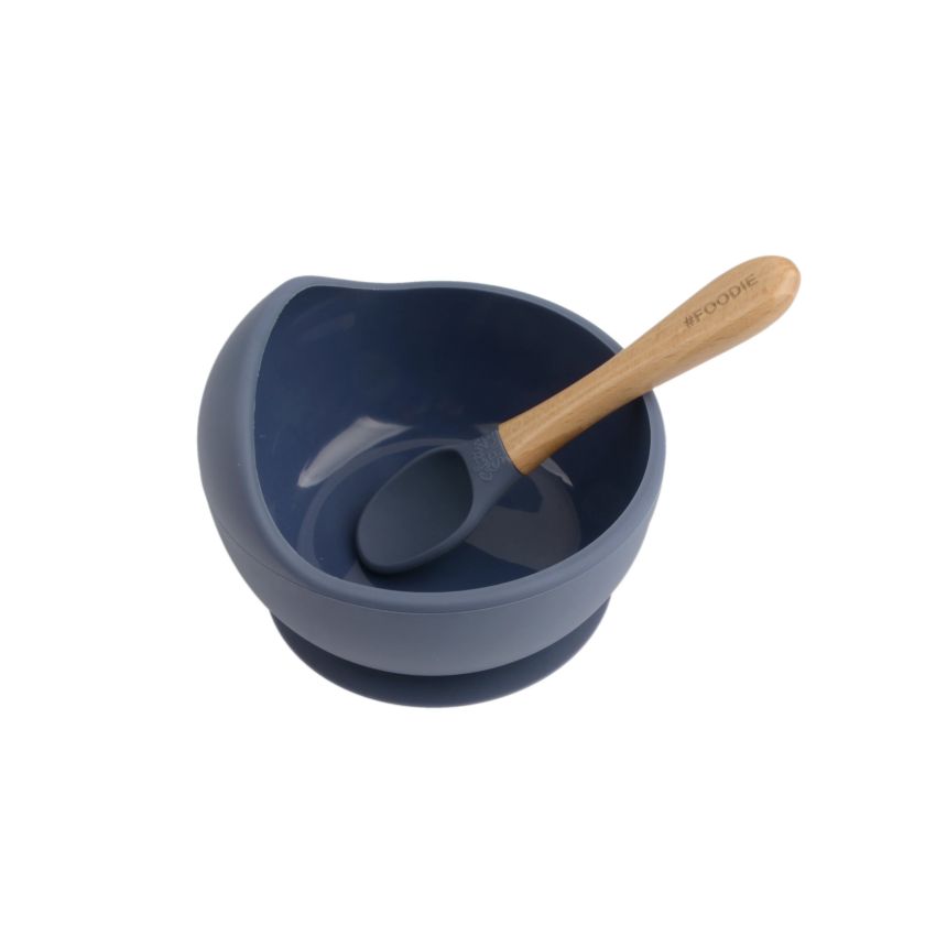 Glitter & Spice - Silikon Saugnapf Schale & Löffel Midnight Blue