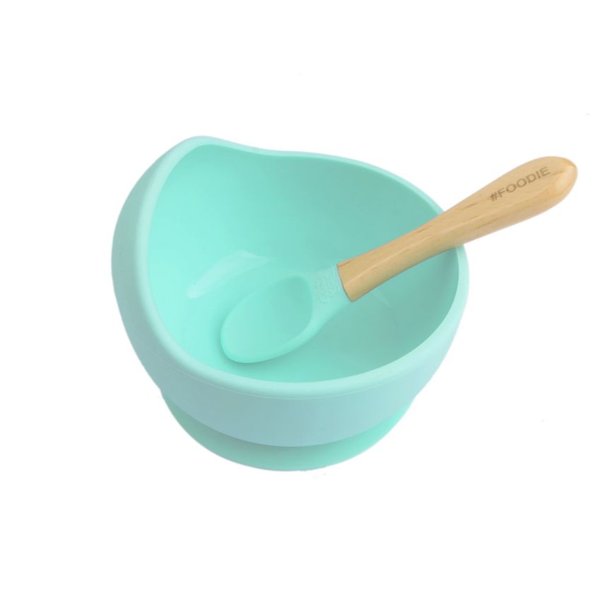 Glitter & Spice - Silikon Saugnapf Schale & Löffel Seafoam