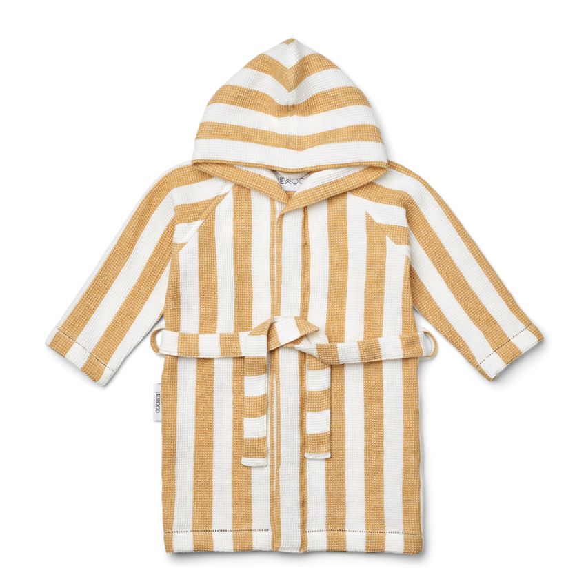 LIEWOOD - Gray Wellness Bademantel Waffelstoff White Yellow Mellow