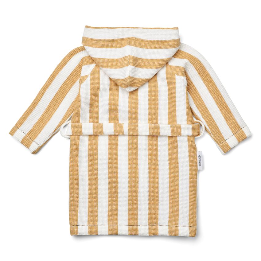 LIEWOOD - Gray Wellness Bademantel Waffelstoff White Yellow Mellow