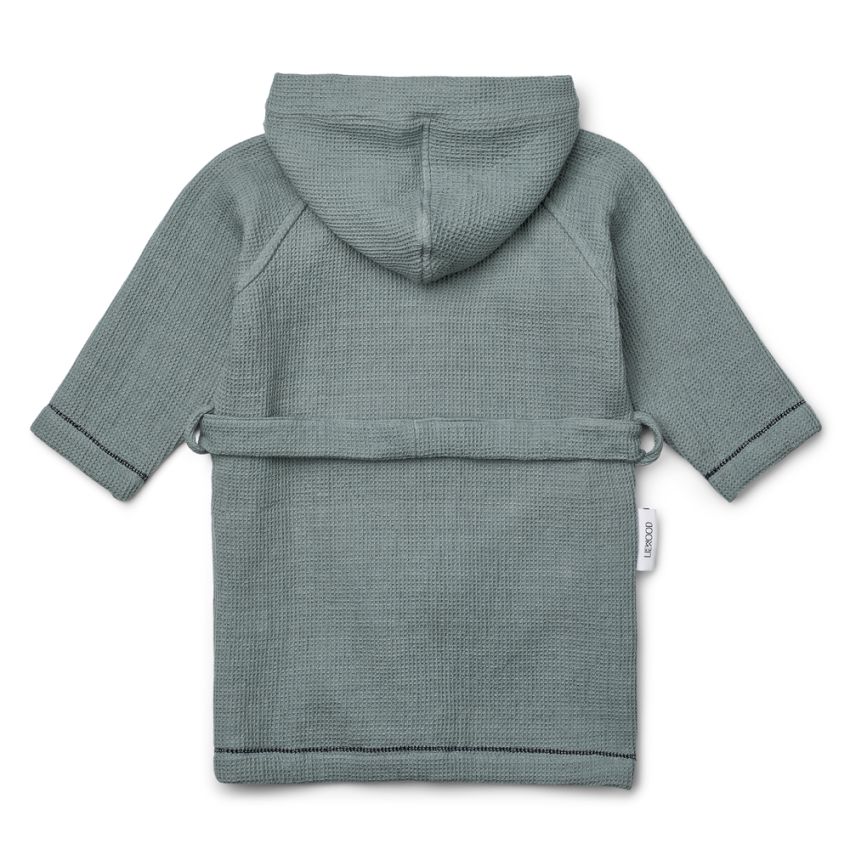 LIEWOOD - Gray Wellness Bademantel Waffelstoff Blue Fog