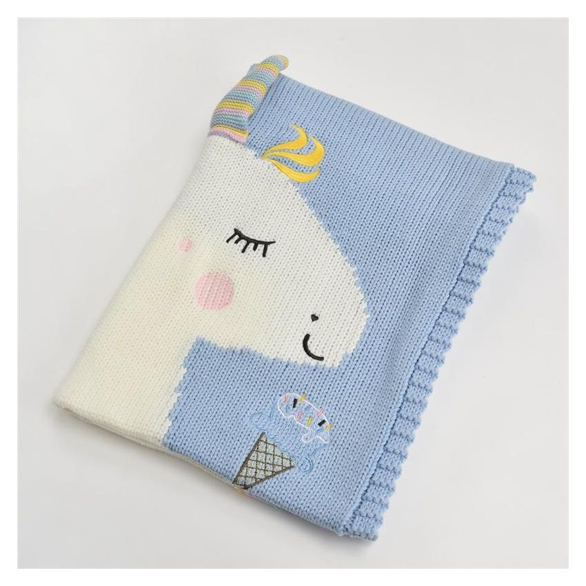 Apero - Knit Manufactory - Decke Einhorn blau