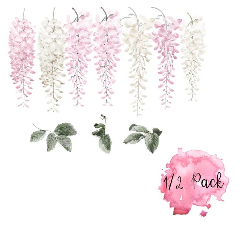 Little Rae Prints - Wandsticker Wisteria rosa 1/2 Set