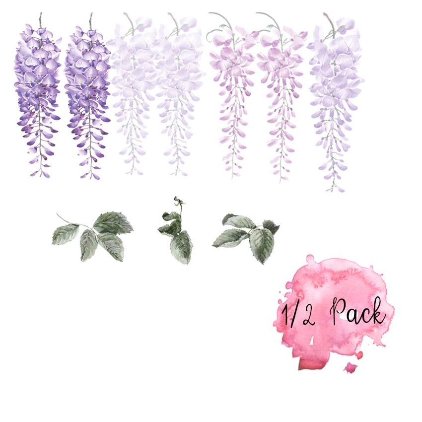 Little Rae Prints - Wandsticker Wisteria purple 1/2 Set