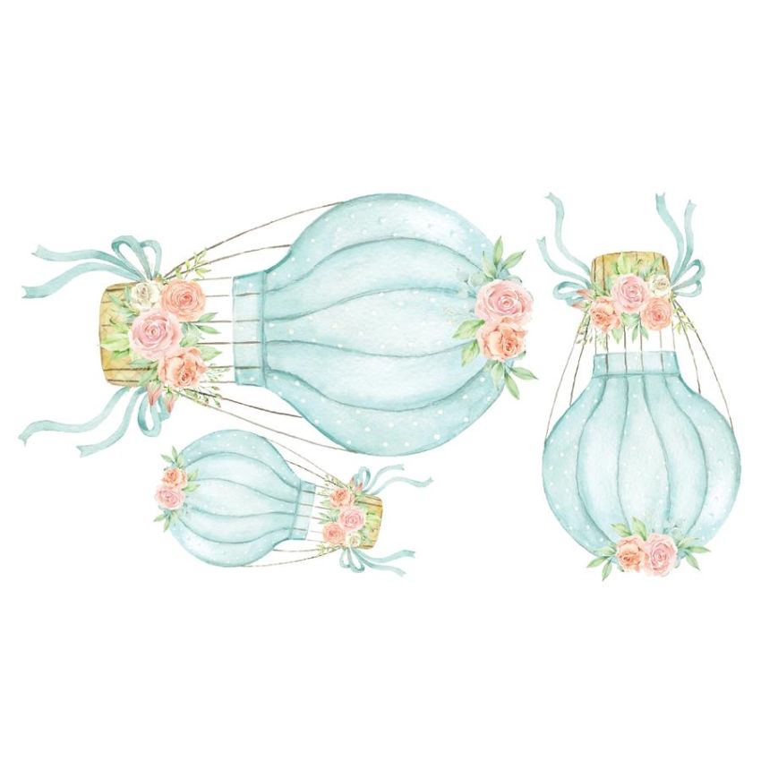 Ginger Monkey - Hot Air Balloons 1/2 Set blau