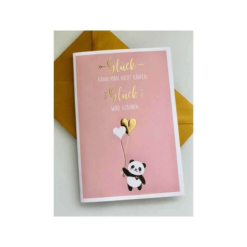 Grusskarte zur Geburt: Glück kann man nicht kaufen...(rosa)