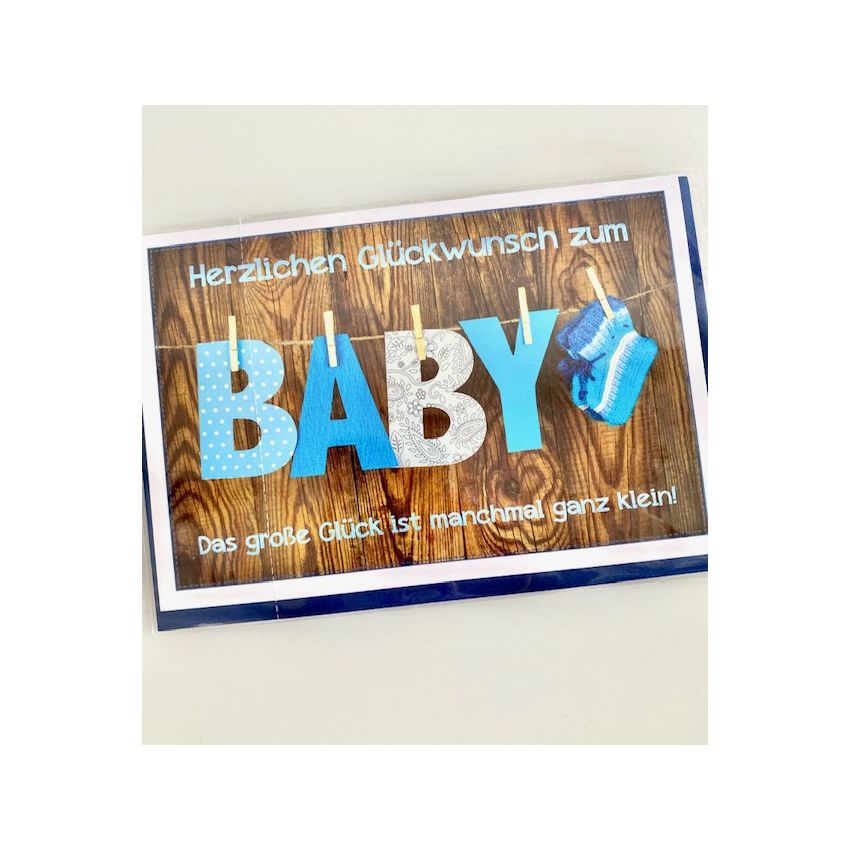 Grusskarte zur Geburt: Glückwunsch zum Baby (blau)