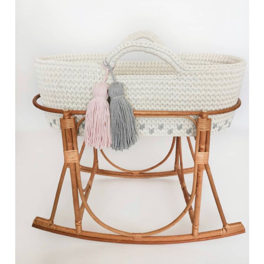 Like Moses - Moseskorb Creme mit Kissen und Bettwäsche Creme Rosa