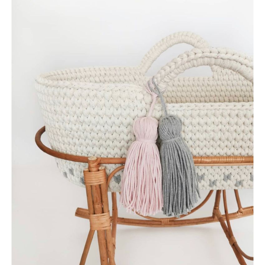 Like Moses - Moseskorb Creme mit Kissen und Bettwäsche Creme Rosa