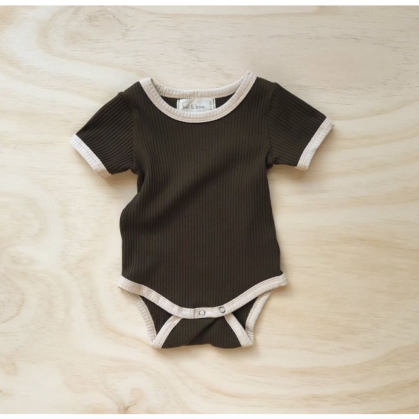 bel&bow - Ribbed Retro Ringer Body Dark Olive