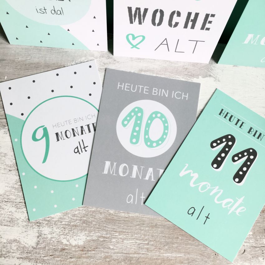 mintkind - Meilensteinkarten- Set Baby mint