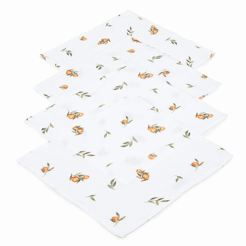 Qbana Mama - 4er Pack Bambus Muslin - Tücher Mullwindeln Secret Citrus