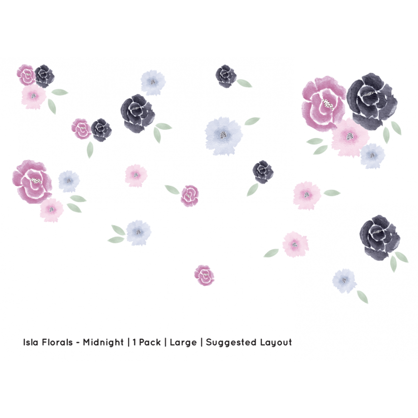 blond + noir - Wandsticker Isla Florals Midnight