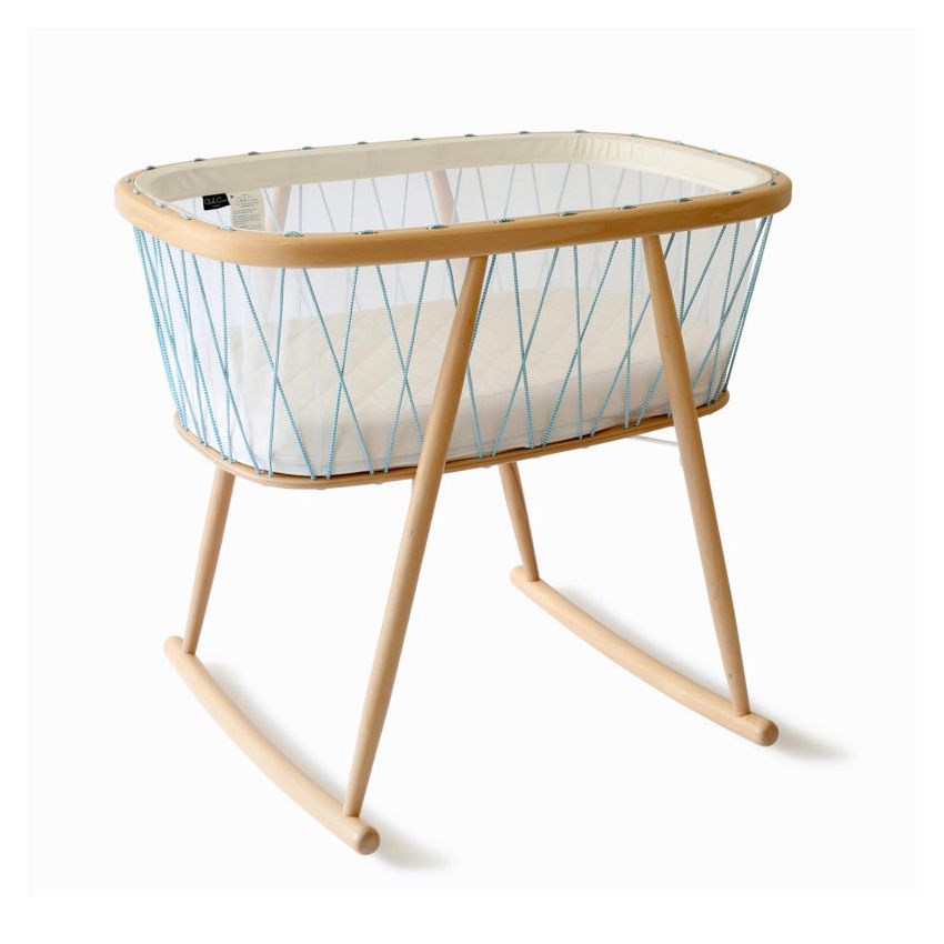 Charlie Crane - Babywiege Kumi mit Aqua Bänder