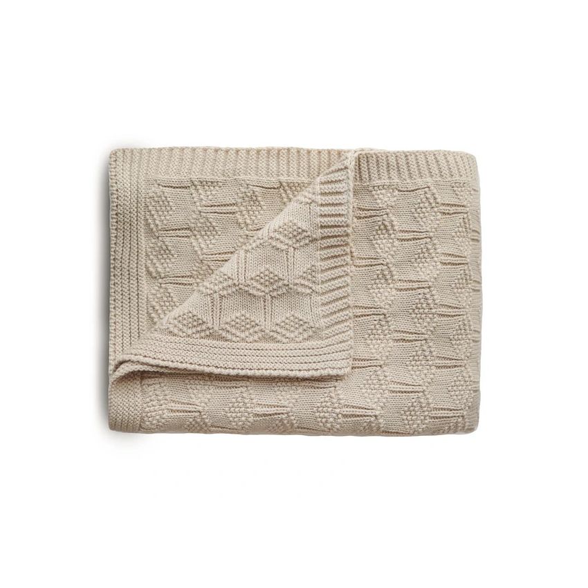 Mushie - Strickdecke Honeycomb Beige