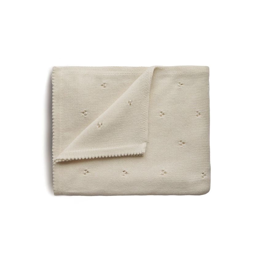 Mushie - Strickdecke Pointelle Ivory