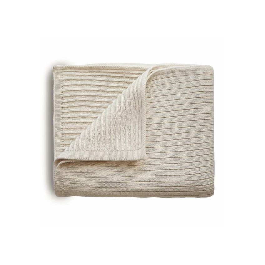 Mushie - Strickdecke Ripped Beige Melange