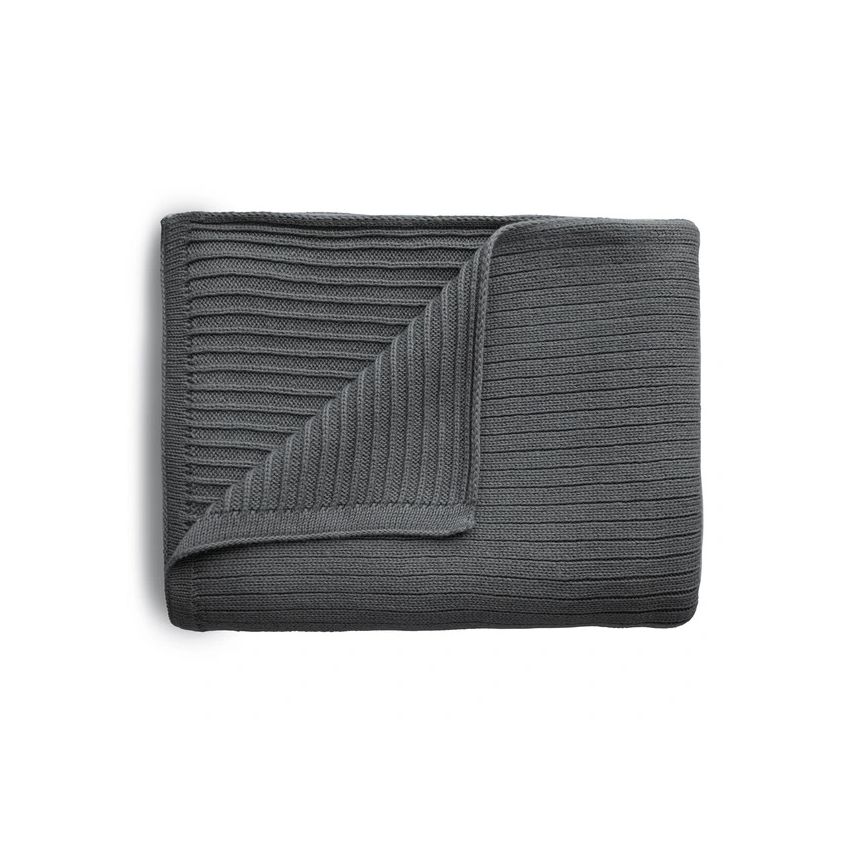 Mushie - Strickdecke Ripped Dark Grey Melange