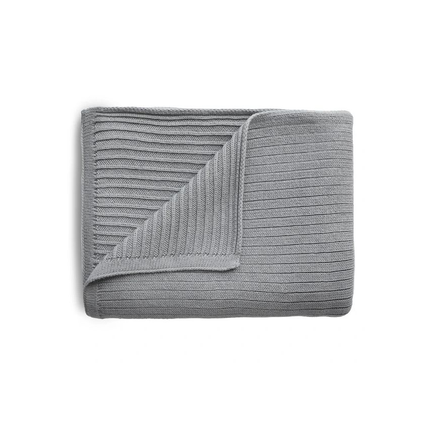 Mushie - Strickdecke Ripped Grey Melange