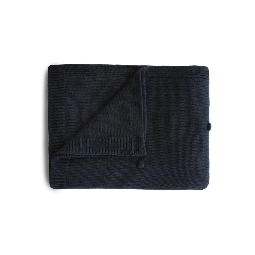 Mushie - Strickdecke Dots Dark Navy