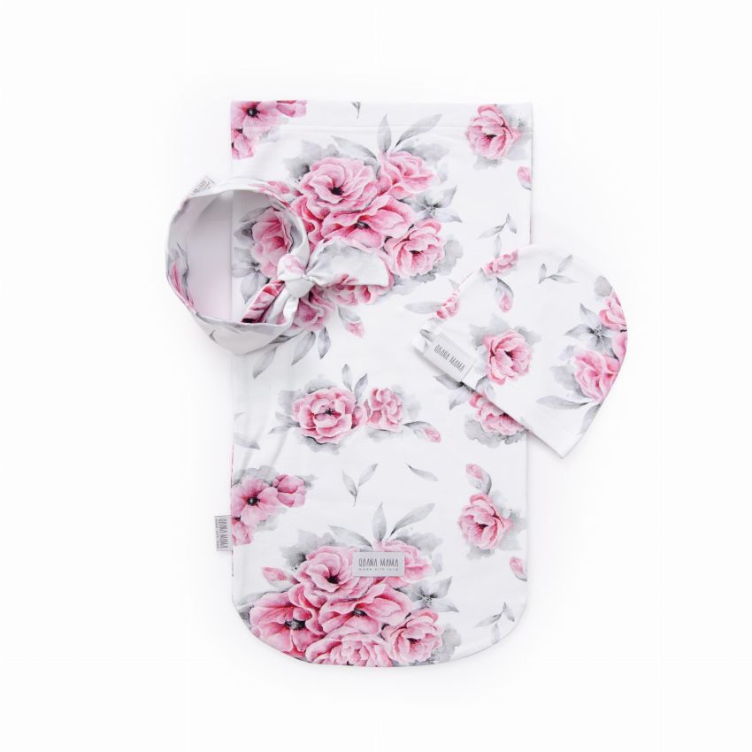 Qbana Mama - Pucksack Set mit Beanie & Stirnband Blossom