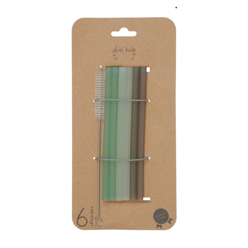 Lille Vilde - Silikon Trinkhalme Set Grün