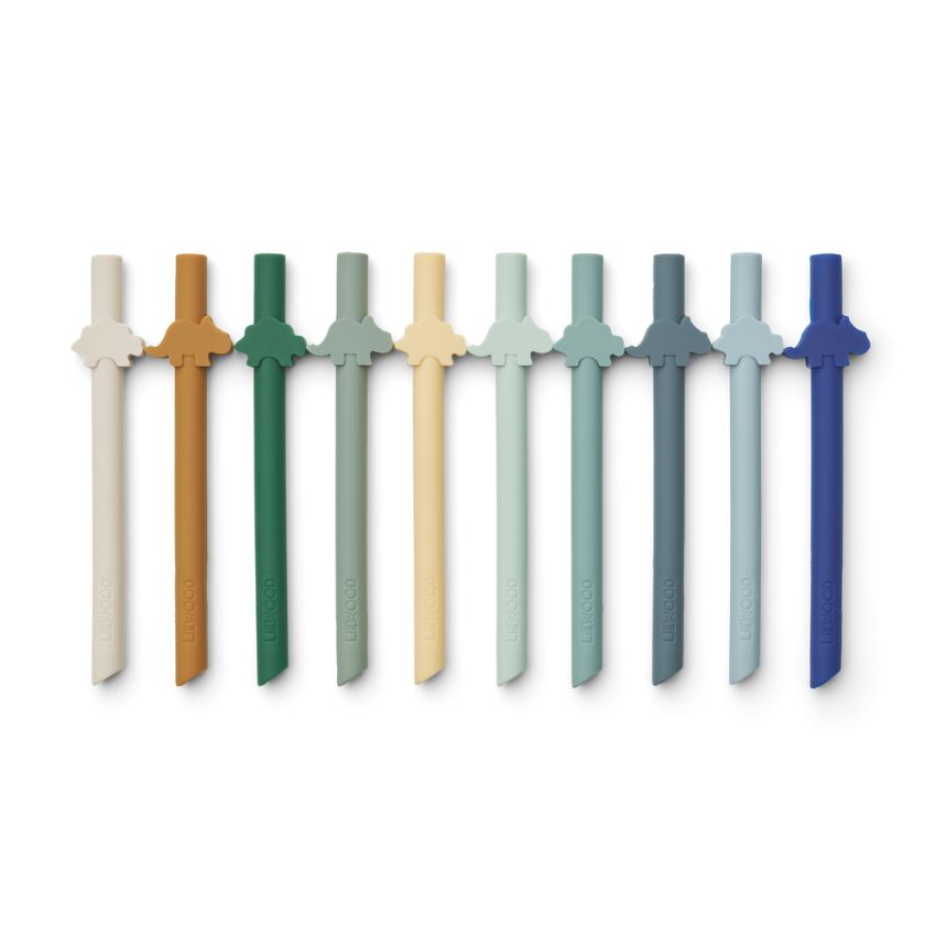 LIEWOOD - Badu Silikon Trinkhalme Set Surf Blue Mix