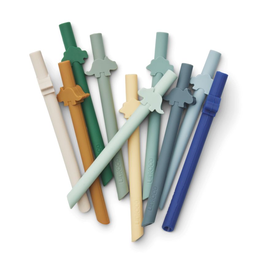 LIEWOOD - Badu Silikon Trinkhalme Set Surf Blue Mix