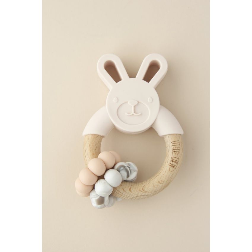 littleCHEW - Greifling Bunny mit Ringen Blush Marmor