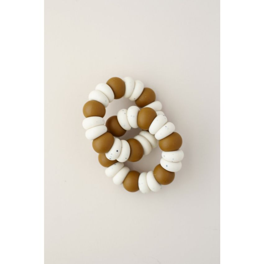 littleCHEW - Greifling Freezer Doppelring Polka Dot Rust