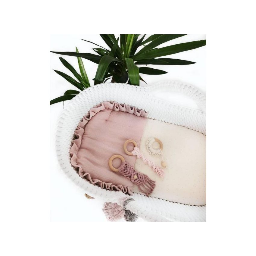 Like Moses - Moseskorb Creme mit Kissen und Bettwäsche Creme Rosa